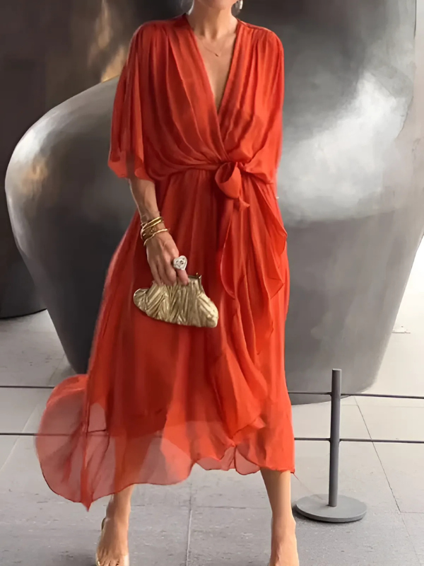 Agnieszka – Klasyczna kopertowa sukienka midi