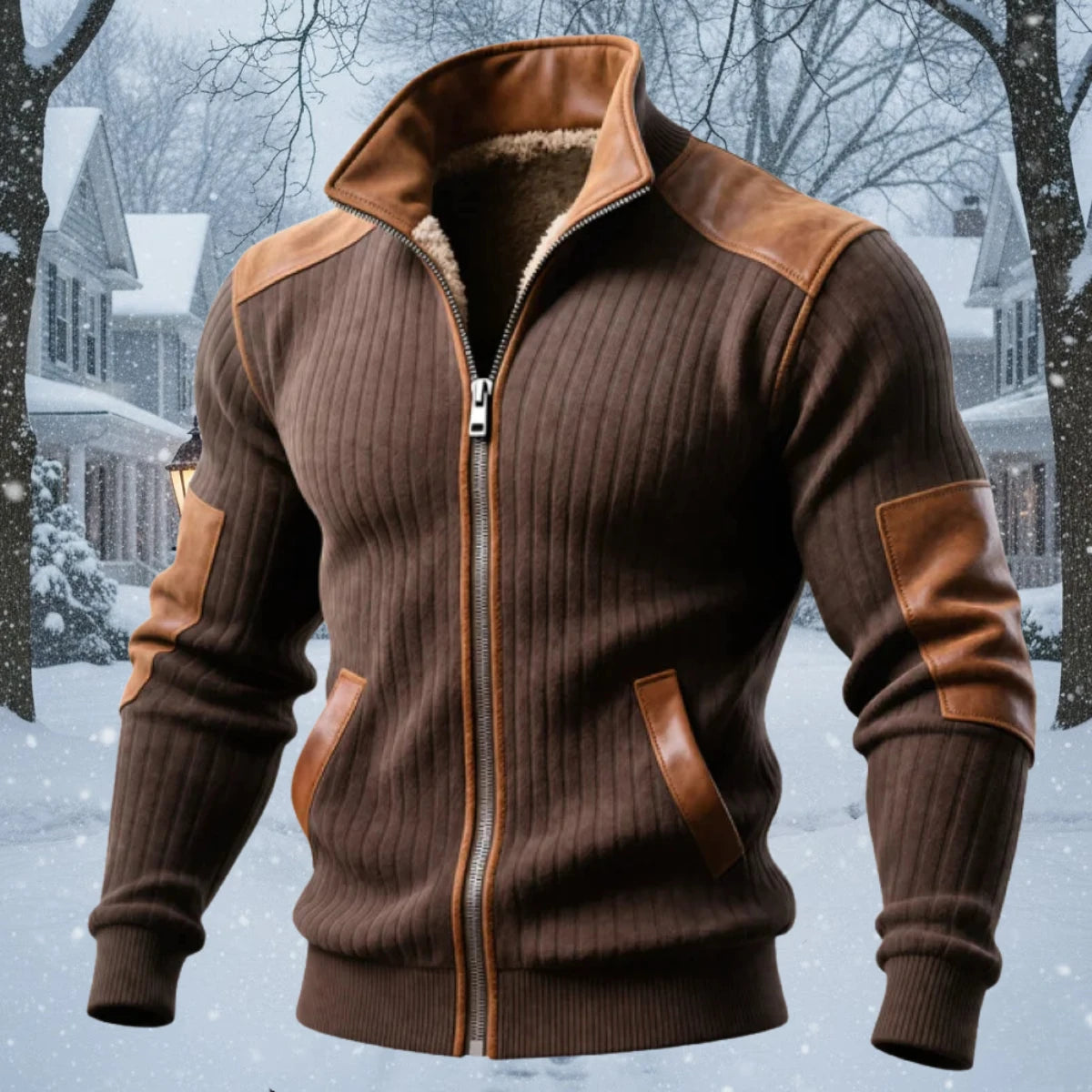 Filip – Brązowa kurtka z zamkiem, casual i wygoda