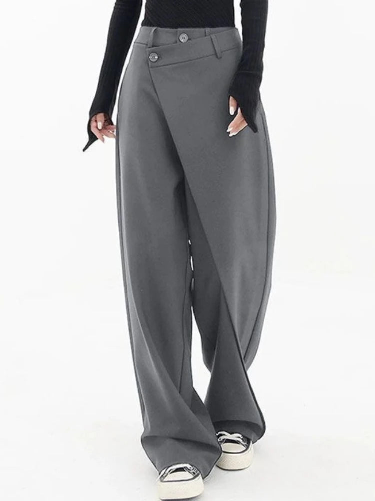 Amelia – Luźne czarne spodnie garniturowe