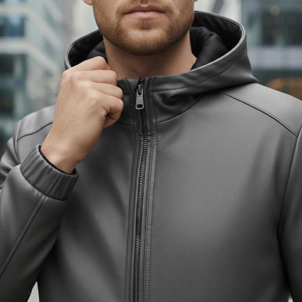 Felix – Skórzana kurtka męska z kapturem
