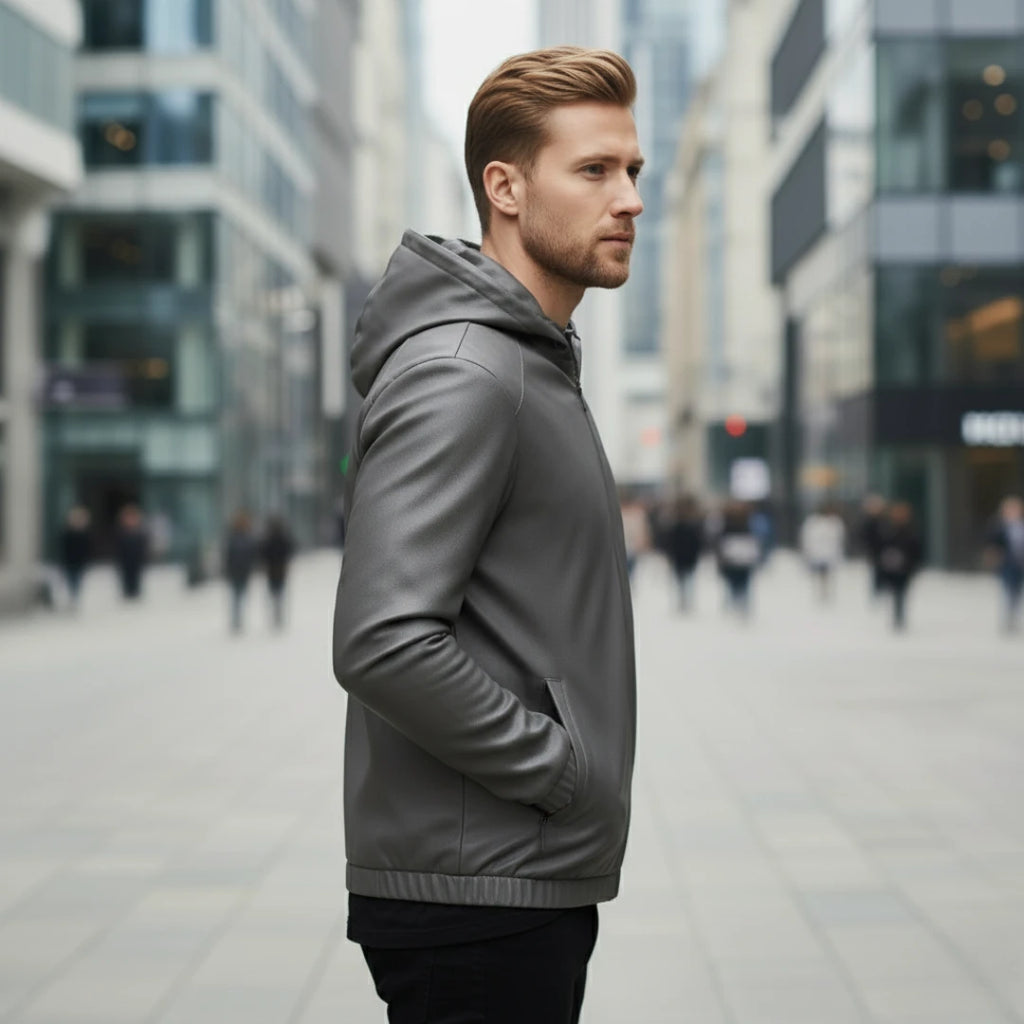 Felix – Skórzana kurtka męska z kapturem